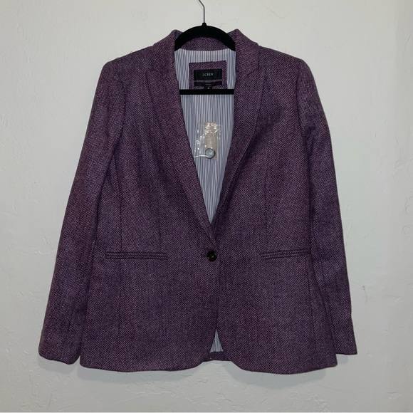 NWT J. Crew Parke Purple Herringbone Wool Button Blazer - Picture 4 of 9